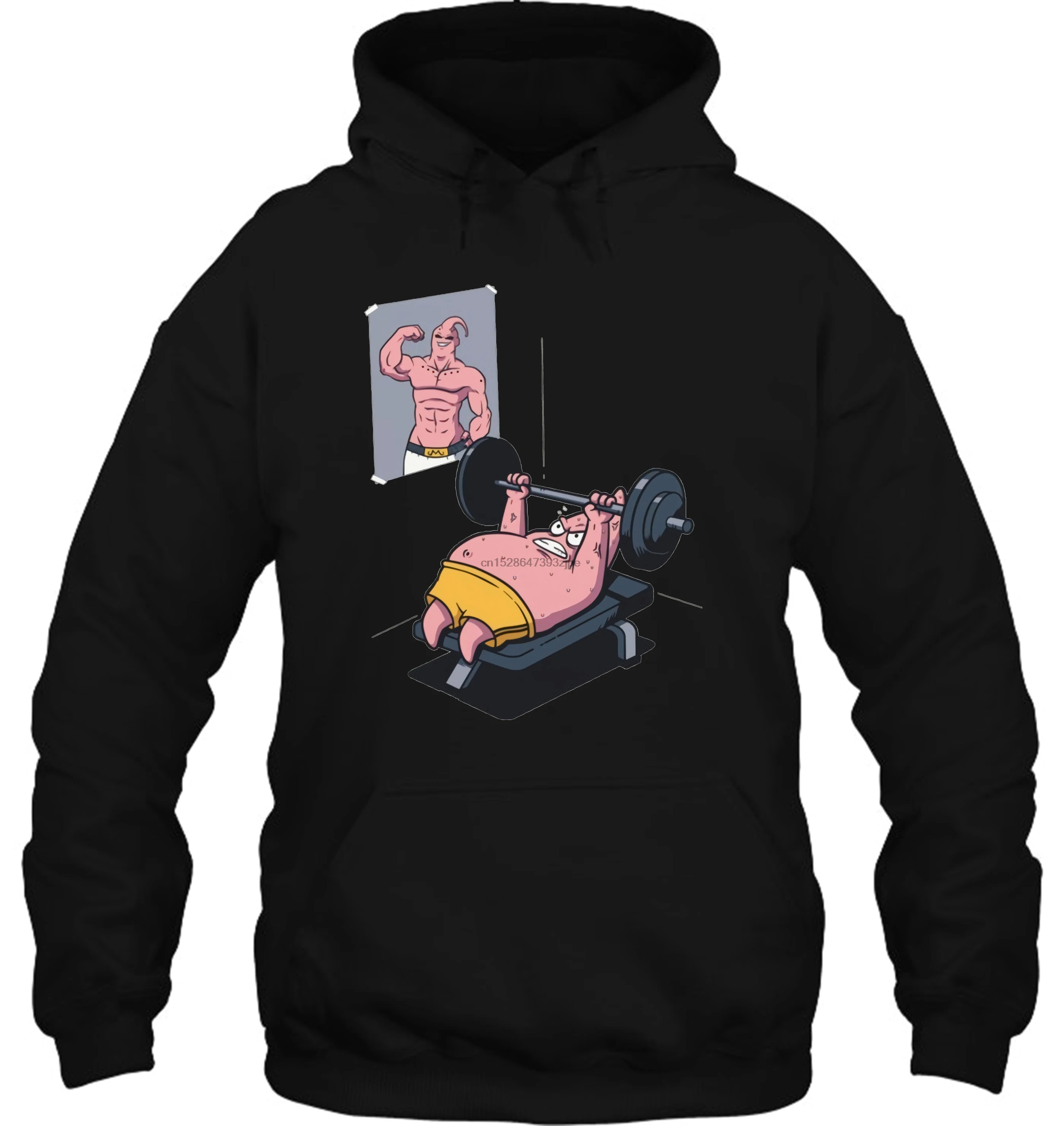 Men Hoodie Fashion Cool Funny Patrick Star Working Out Majin Buu DBZ Customized Printed Women Streetwear |
