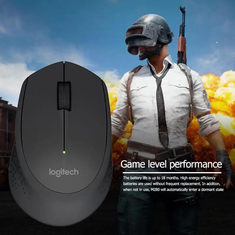 Беспроводная мышь Logitech M280 оптическая игровая офисная 1000DPI с 3 кнопками и