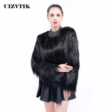 Осень-зима, Женское пальто из искусственного меха, больше размера, на каждый день, размера плюс, тонкая Длинная Меховая куртка из овечьей шерсти, Женская Толстая теплая короткая верхняя одежда