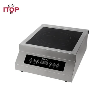 

ITOP Commercial 5000W Induction Cooker 23A Glass-ceramic Glass Touch Control Cooking Machine Big Power Connect With Air Switch