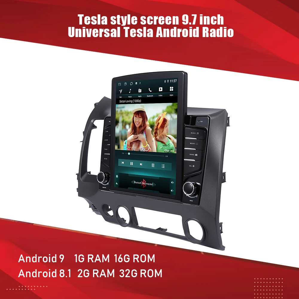 Универсальное мультимедийное радио AuCAR Tesla style 2 din Android для