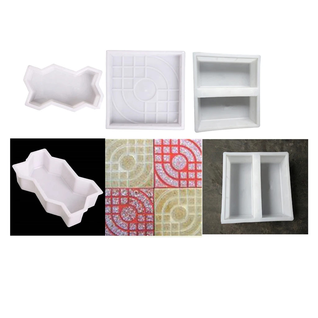 3 Pieces Paving Brick Path Maker Mould, Diy Paving Concrete Mold Garden Lawn Pathmate Stone Mold Walk Maker Mold - 3 Styles