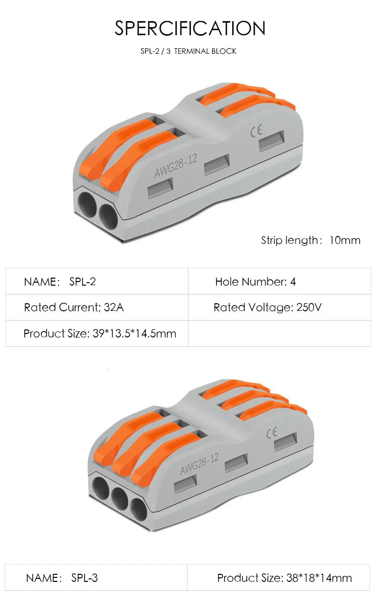 16 шт. Клеммная колодка коробка SPL-2 и SPL-3 разъем провода 2/3 позиций универсальное быстрое подключение электрооборудование клетка пружина