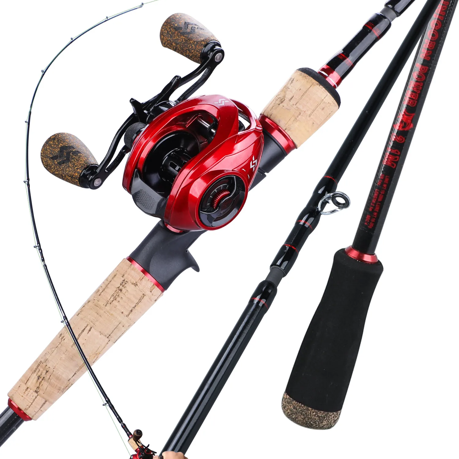 Fishing Rod Reel Combo 2.1M-2.4M 4Sections Carbon Fiber Casting Fishing Rod