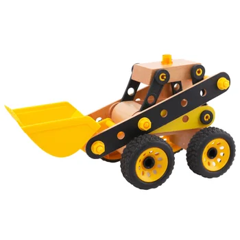 

1pc Kids Assembly Pushdozer Building Block Toy Educational Wooden Building Block Pushdozer Toy for Girls Boys