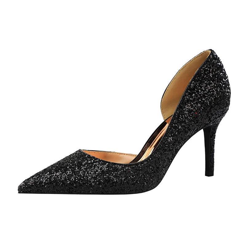 Tacones/Новинка года; сезон весна; женские блестящие туфли-лодочки на высоком каблуке 8 см; летние блестящие свадебные туфли Золушки на каблуке; цвет золотой, белый, серебристый