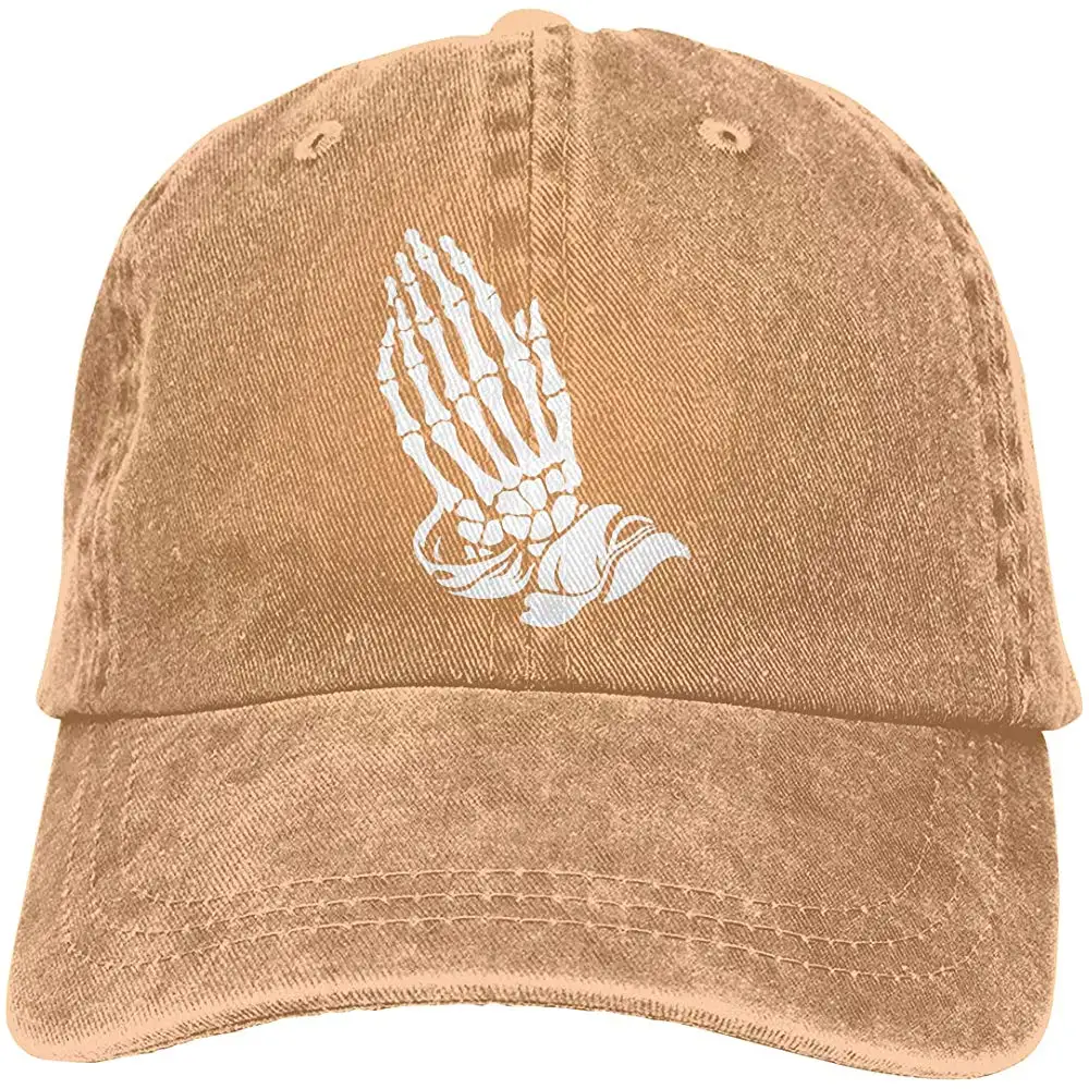 Унисекс Взрослых Винтаж Мыть Бейсболка Регулируемая папа шляпа-рука череп черный