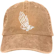 Унисекс Взрослых Винтаж Мыть Бейсболка Регулируемая папа шляпа-рука череп черный