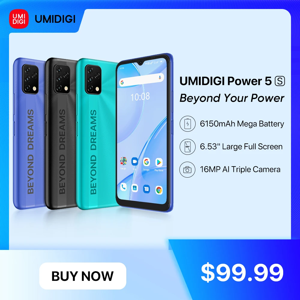 

UMIDIGI Power 5S Global Version Smartphone 6.53" HD+ Display 16MP Triple Camera 4GB 32GB 6150mAh Cellphone