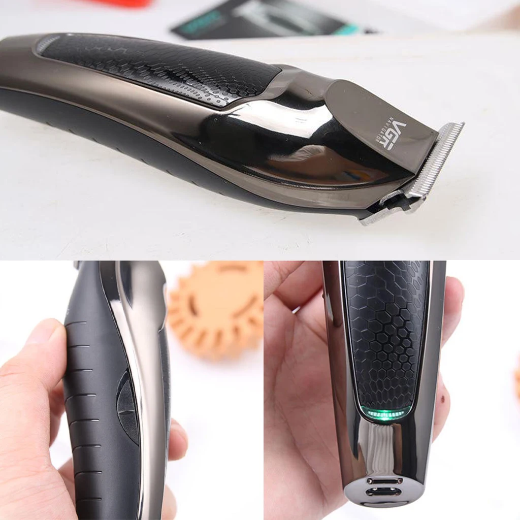 VGR Electric Mens Hair Clipper Beard Shaver USB Rechargeable Cordless Trimmer Safe Grooming Kit With 5 Combs for Men 030