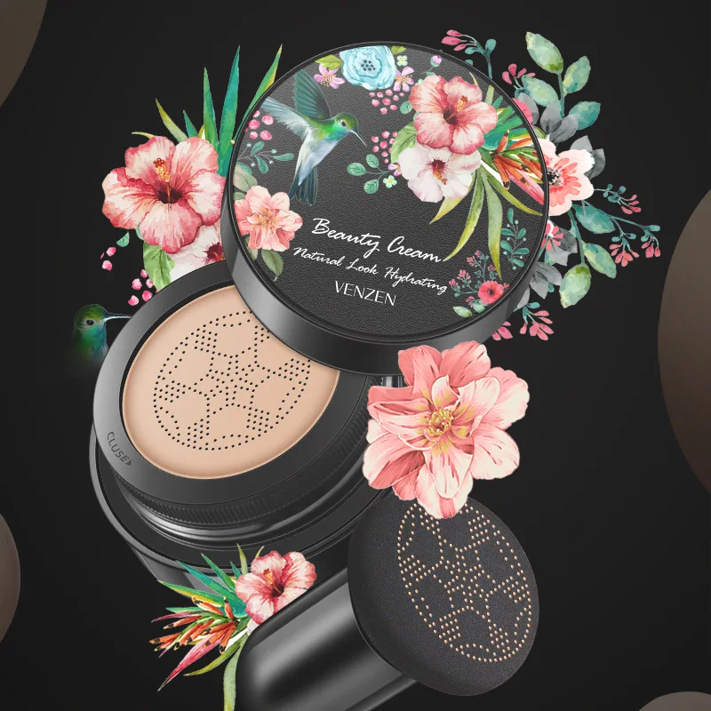 VENZEN 2Pcs=15g+15g Sunscreen Air Cushion BB CC Cream Concealer Moisturizing Foundation Makeup Bare Face Cream Korean Cosmetics