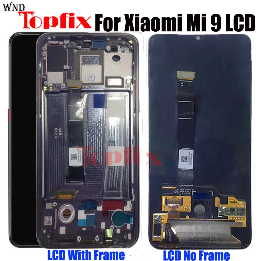 6.39'' AMOLED Original LCD For Xiaomi Mi 9 LCD Display Touch Screen Digitizer Assembly With Frame For Mi9 M1902F1G Display