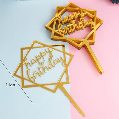Cake Decorations Topper Acrylic Happy Birthday Cake Topper Sign Boy&Girls Birthday Cakes Dessert Decor Cakes Decor Supplie