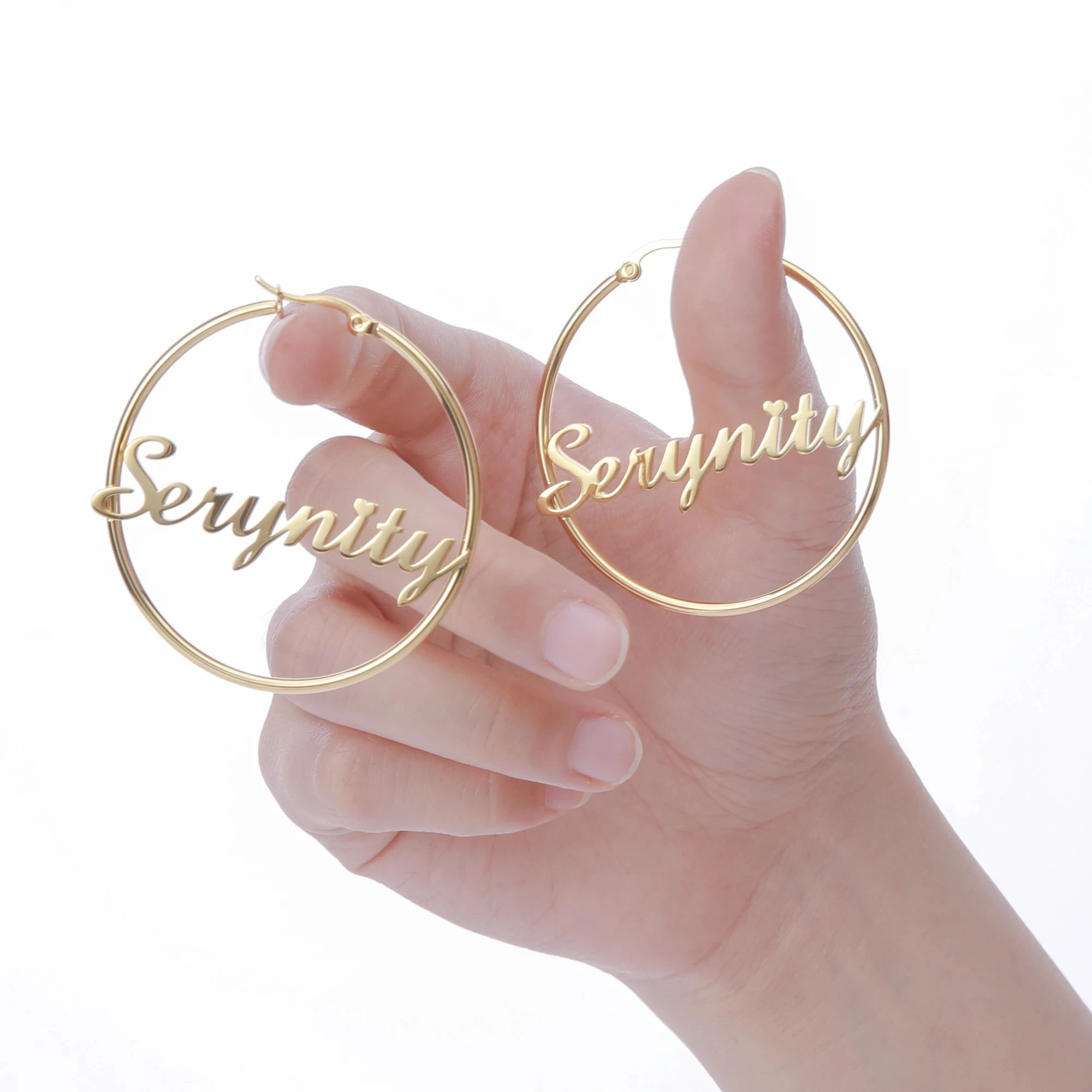 

Cazador High Quality Personalized Name Drop Earrings Customize Namplate ID Dangle Earring Women Stainless Steel Party Gift