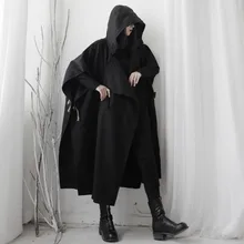 LANMREM, однотонное зимнее женское пальто, новая накидка с капюшоном, свободное однобортное шерстяное пальто без рукавов, PC262