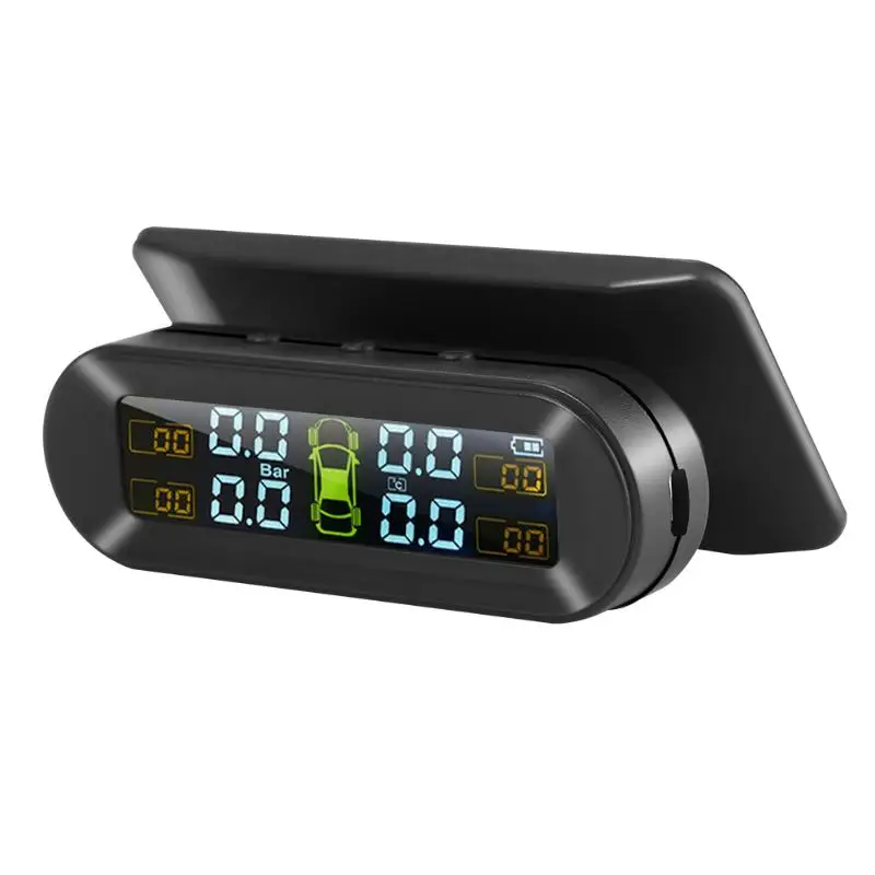 T05 USB или солнечная зарядка автомобиля TPMS система мониторинга давления в шинах HD цифровой ЖК-дисплей сигнализация с 4 датчиками