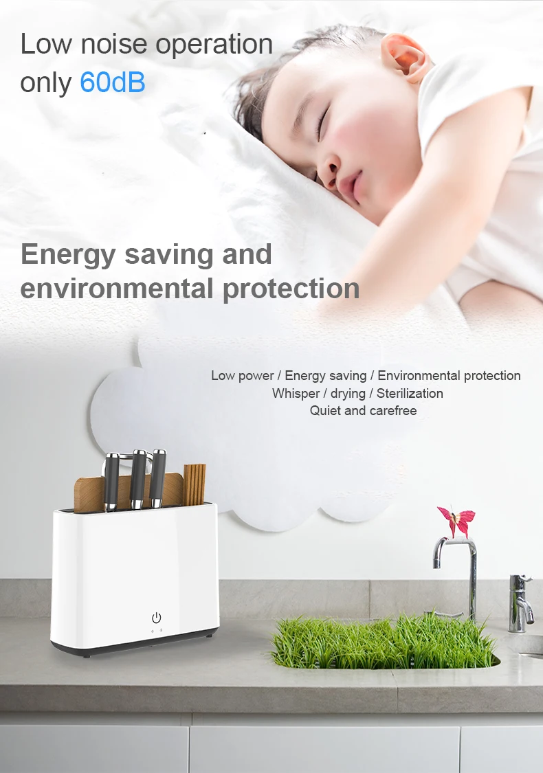 

Intelligent UV Disinfection Chopsticks Knife Holder Automatic Disinfection Storage Bucket Storage Rack Kitchen Rack
