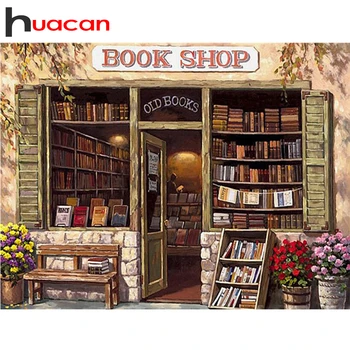 

Huacan Full Square/Round Diamond Painting Kit Shop 5D DIY Diamond Embroidery Mosaic Cartoon Decorations Home