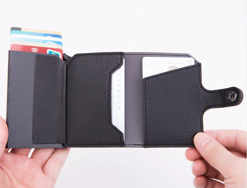 Maideduod, новинка, кошелек из искусственной кожи, RFID Блокировка ID, кредитный держатель для карт, металлический алюминиевый чехол для визитных карточек, кошелек для карт