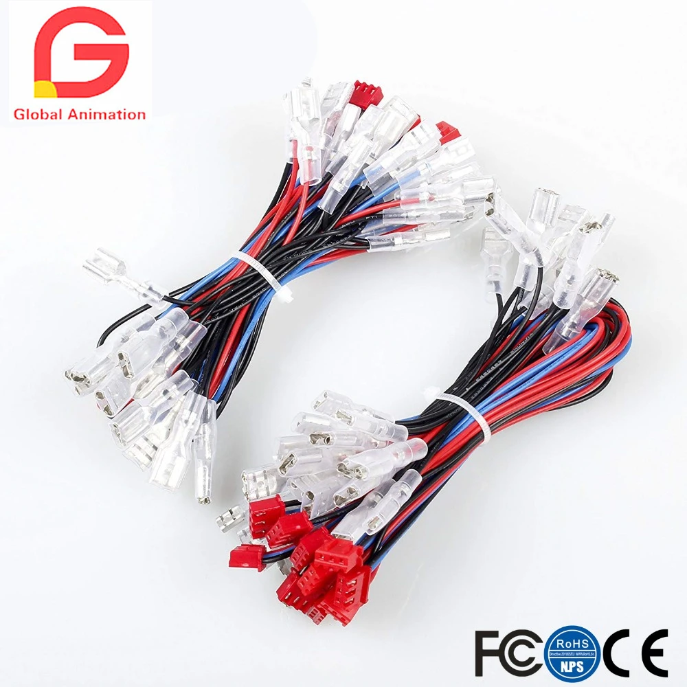 10 Pcs 3Pin Cables For Arcade Gold-plated and Chrome plated Illuminated Push Buttons Wire | Спорт и развлечения