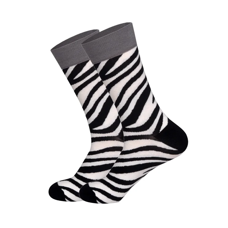 1 Pair Colorful Combed Cotton Socks Shark Skull Pattern Long Tube Happy Men Socks Novelty Skateboard Crew Casual Crazy Socks - Цвет: 7
