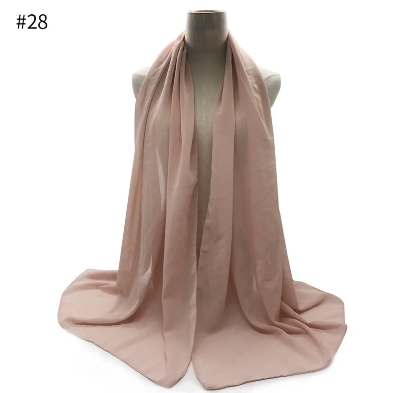 70*180cm bubble chiffon muslim headscarf for women solid color hijab scarf shawls and wraps hijab femme musulman kopftuch - Цвет: 28