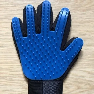 Blue Left hand KAIRUISEN расческа для собак, кошек, артефакт, Массажная щетка, перчатки для ванны для собак, золотые принадлежности для уборки волос, банные принадлежности, розовый, голубой цвет, купальные перчатки для кошек - Цвет: Blue Left hand