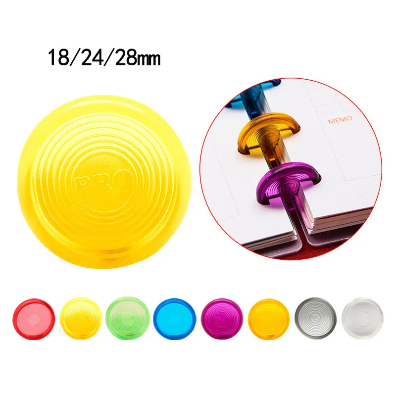 

100pcs/lot Multicolor Mushroom Hole Disc-binding 18/24/28mm Notebook Round Ring Offices School Supplies Notepad Binder Buckle
