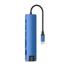 Adaptateur Portable de Type C vers carte Ethernet rapide, 7 en 1, HUB multi ports, charge PD, carte lisible compatible HDMI 