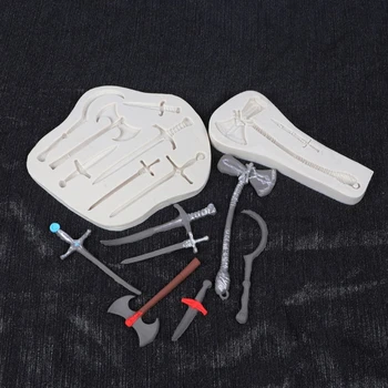 

2Pcs Weapons Sword Axe Knife Pendant Resin Casting Dagger Silicone Mold DIY Chocolate Desserts Fondant Mold Art Crafts