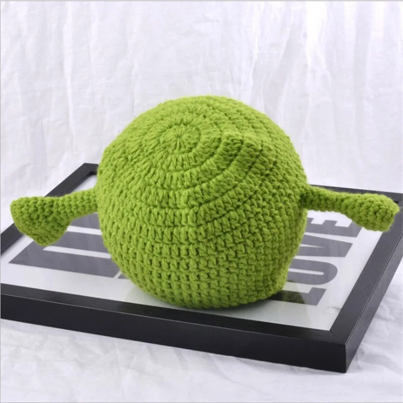Unisex Balaclava Monster Shrek Hat Wool Winter Knitted Hats Green Party Funny Beanie Skullies Cap for Women Men Pure Handmade winter hat,knitted hat,balaclava mask,knitted beanie,fashion beanies,skullies beanies,knitted cap