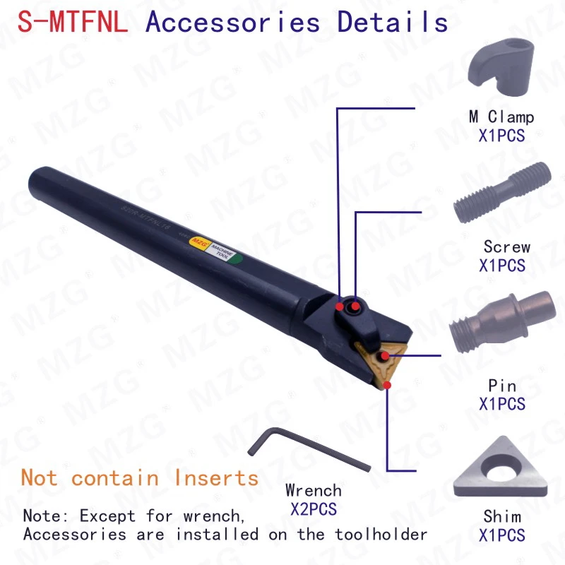 Mocask MTFNL токарный станок с ЧПУ, внутренние фрезы, S16Q-MTFNL1616, держатели инструментов, твердосплавные вставки, расточные внутренние отверстия, токарные инструменты