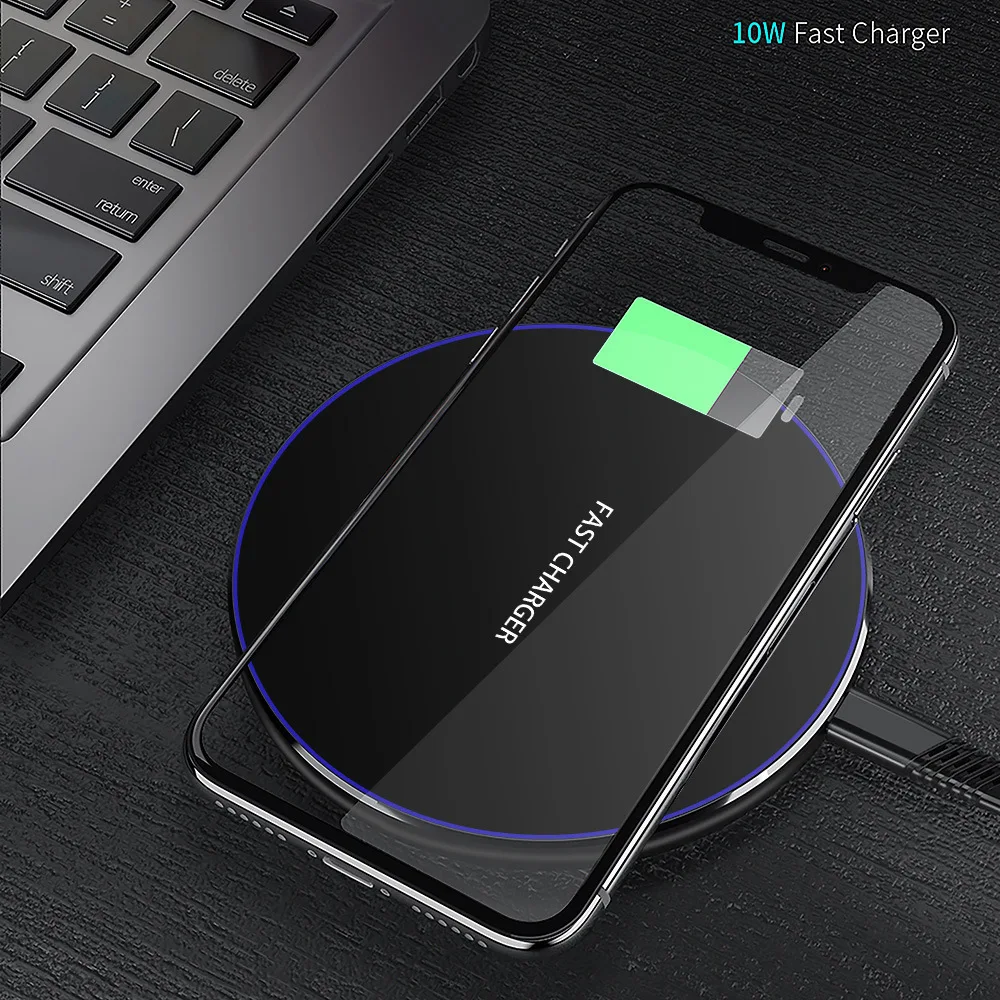 

QC 3.0 Qi Wireless Charger For iPhone 11 8 X XR XS Max 10W Fast Wireless Charging for Samsung S9 Note 9 S10 S7 USB Charger Pad