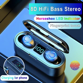 

Wireless Earphone Bluetooth V5.0 F9 TWS Wireless Bluetooth Headphone HIFI Mini In-ear Sports Running Headset With Mic HD Call