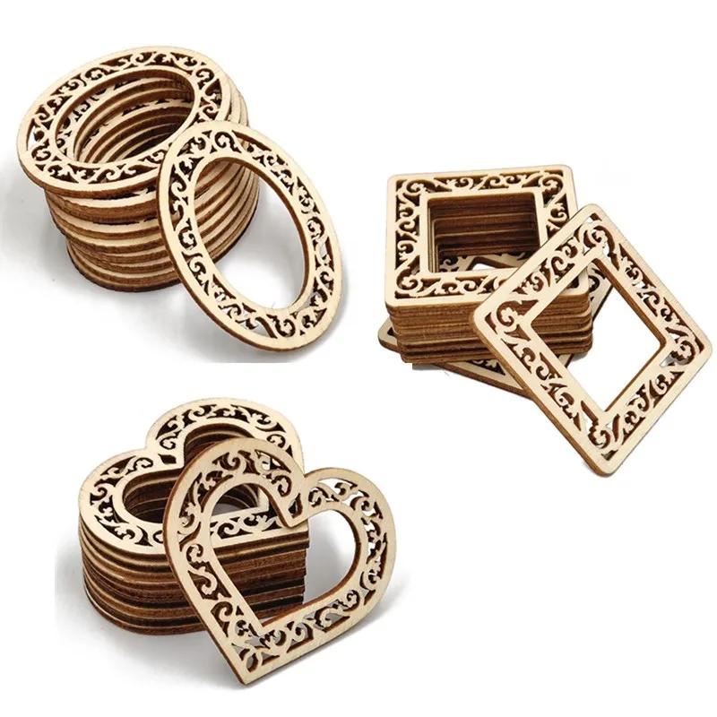 

10pcs Wood Heart Cutouts Slices Blank Wood Heart Wood Slices Embellishments Ornaments for Christmas Wedding DIY Supplies