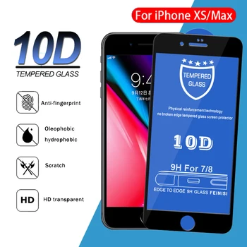 

100pcs 10D Tempered Glass For iPhone 11 Pro Max XS XR X 8 7 6 6S Plus SE 2020 Full Coverage Cover Curved Screen Protector Film