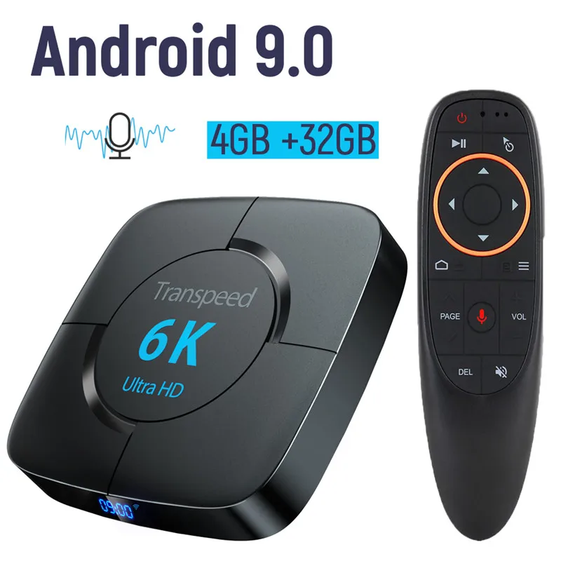 Bluetooth Android 9,0 tv box Youtube Netflix медиаплеер Google Assistant 4G 64G 6K 3D tv box Store Wifi 1080P телеприставка - Цвет: 32G  with airmouse