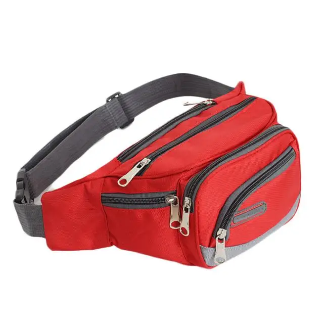 Женская и Мужская поясная сумка, поясная сумка, для спорта на открытом воздухе, на каждый день, с двойным карманом, для бега, ремень для денег, через плечо, нагрудная сумка, sac banane - Цвет: Красный