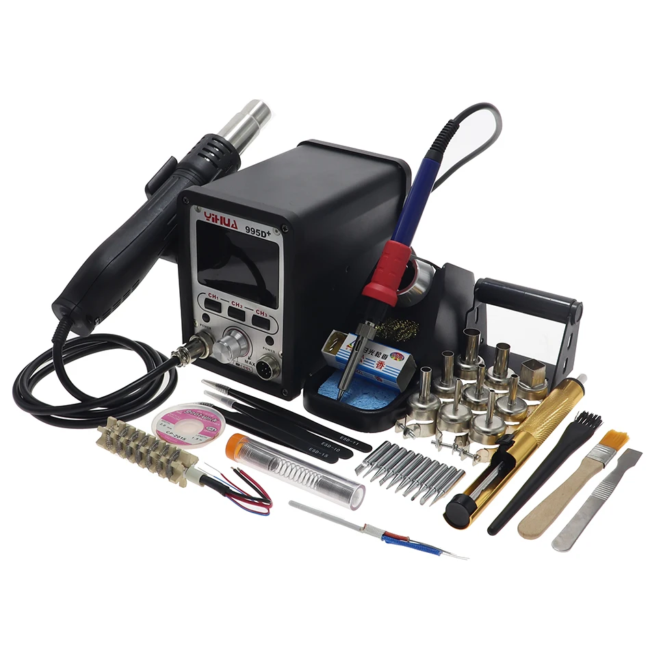 YIHUA-995D-B Yihua 995D 995D+ SMD паяльная станция горячего воздуха пистолет паяльник BGA паяльная станция ремонт телефона сварочная станция - Цвет: YIHUA-995D-B