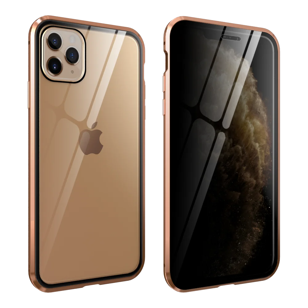 Suntaiho анти-писк Магнитный чехол для телефона для iPhone 11 Pro MAX двойной закаленное стекло магнит адсорбционный чехол для iPhone 11 11 Pro - Цвет: Gold