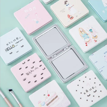 

Portable Cosmetic Mirror Double-sided Folding Mini Cartoon Cute Round Square Accessories Gift Makeup Tools