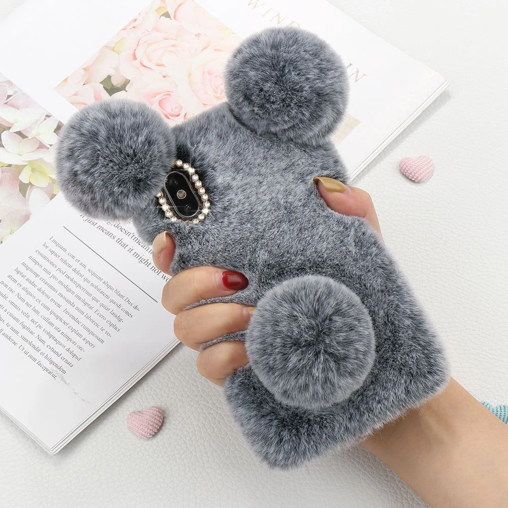 

LCHULLE Cute Cases for IPhone X XS XR 11 Pro MAX 6 6S 7 8 Plus 5 5S SE Warm Fluffy Furry Fur Lovely Phone Back Cover Shell Coque
