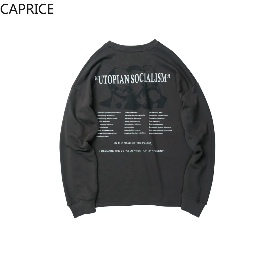High Street Funny Print Sweatshirt Men Fall Winter Japanese Streetwear Harajuku Oversize Sweatshirt Mens