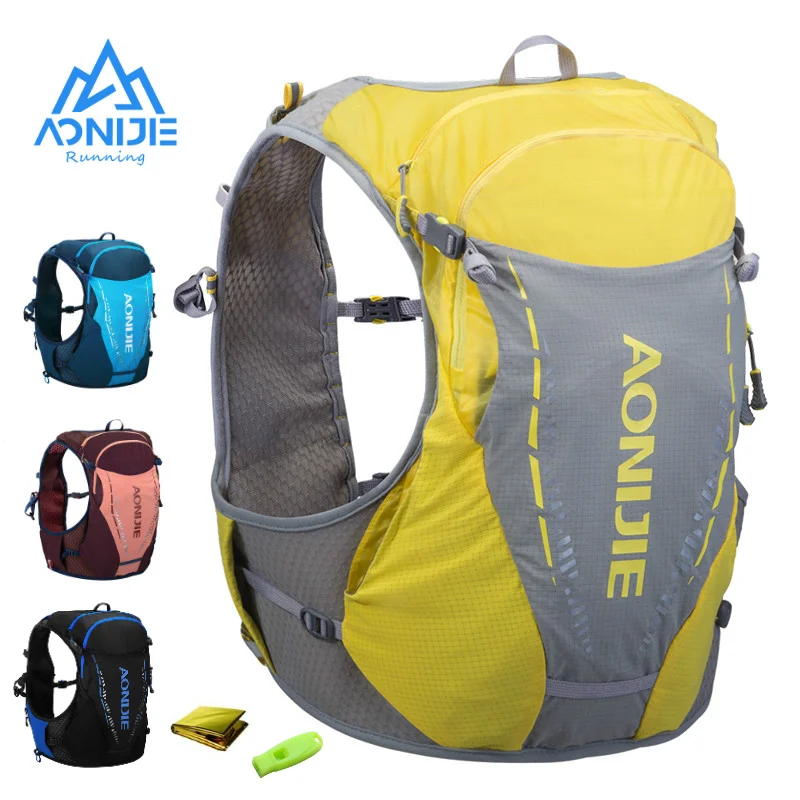 

Рюкзак AONIJIE C9103, черный, синий, желтый, ультра жилет, рюкзак с гидратацией на 10 л, Сумка с бесплатным пузырьком для воды, бутылка для тропы, бега, марафона