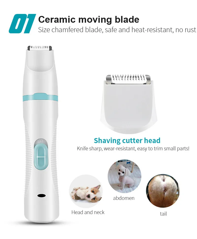 Multifunction 3 IN 1 Pet Grooming Machine Dog Cat Hair Trimmer Pets Clippers Nail Grinding & Foot Hair Trimmer USB Rechargeable