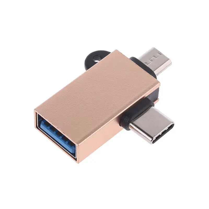 2 в 1 USB 3,0 мама к Micro USB и type C OTG адаптер конвертер для Android Google Nexus samsung Galaxy Note устройств - Цвет: Золотой