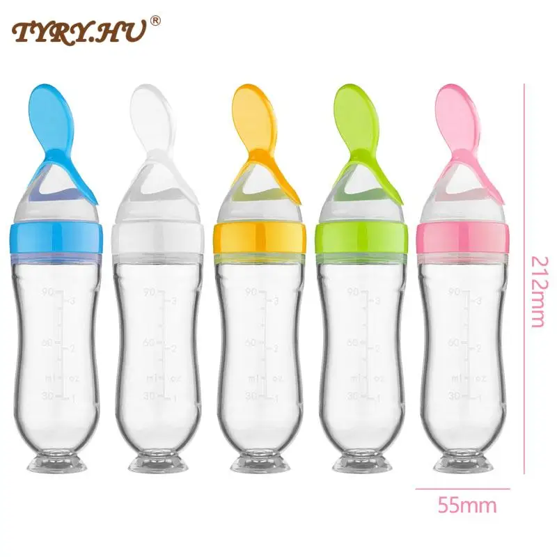 1PC Baby Feeding Bottle Toddler Silicone Squeeze Feeding Spoon Milk Bottle Baby Training Feeder Food Supplement 2