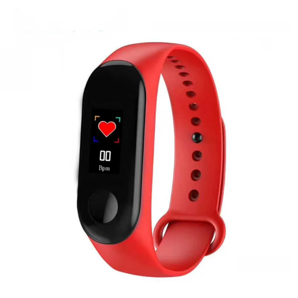 M3 Fitness Smart Watch Blood Pressure Heart Rate Monitor Color Screen Smartwatch Smart Wristband Step Counter amazfit gtr reloj - Цвет: Красный
