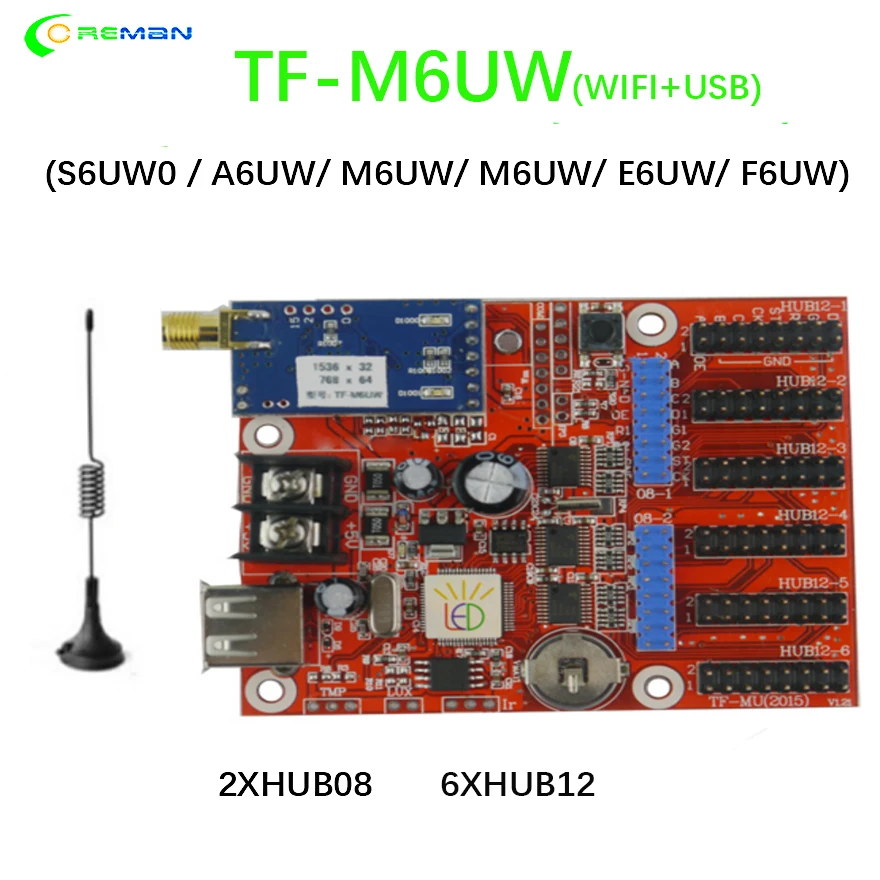 TF S6UW0 WIFI и USB драйвер беспроводной светодиодный контроллер дисплея F3.75 F5.0 P7.62 P10