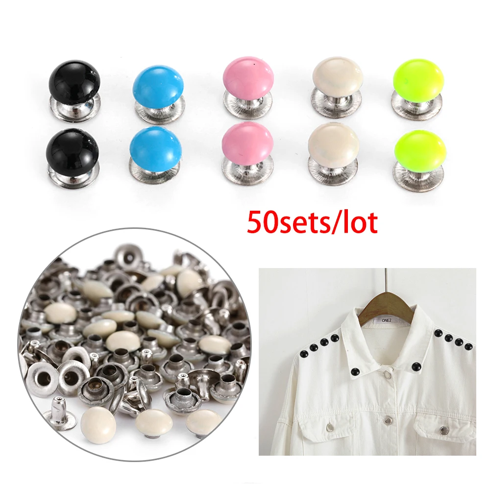 50 компл./упак. Лидер продаж гриб заклепки для одежды DIY Костюмы, сумок, обуви, поделки декор поставки швейной Стекло halal лак для ногтей на пуговицах